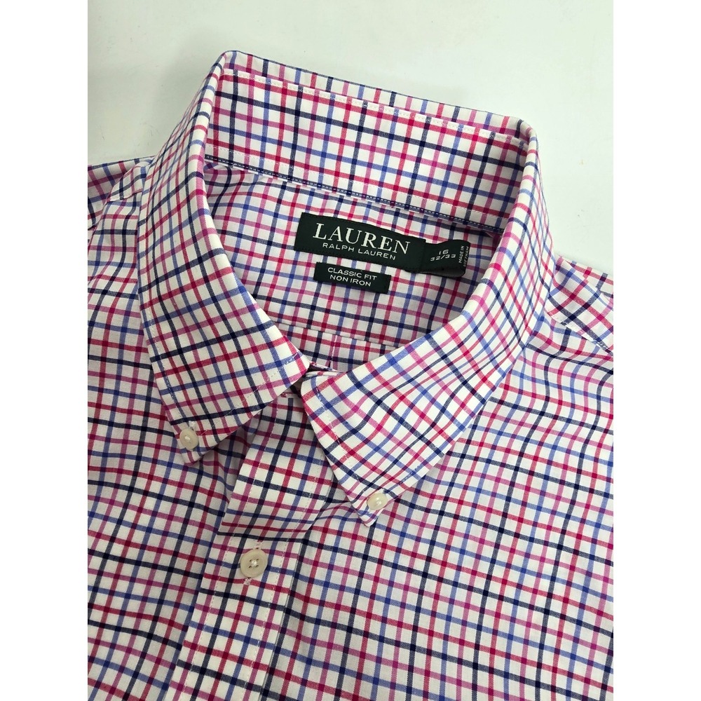 Lauren Ralph Lauren Mens Button Shirt 16 32/33 Classic Fit Long Sleeve Plaid NEW